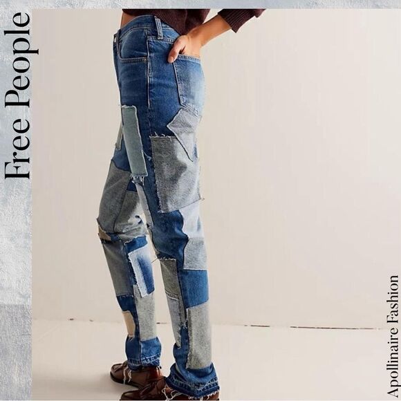 FREE PEOPLE BARE WITH ME JEANS DENIM NWT MID-RISE STRAIGHT LEG - Picture 3 of 12